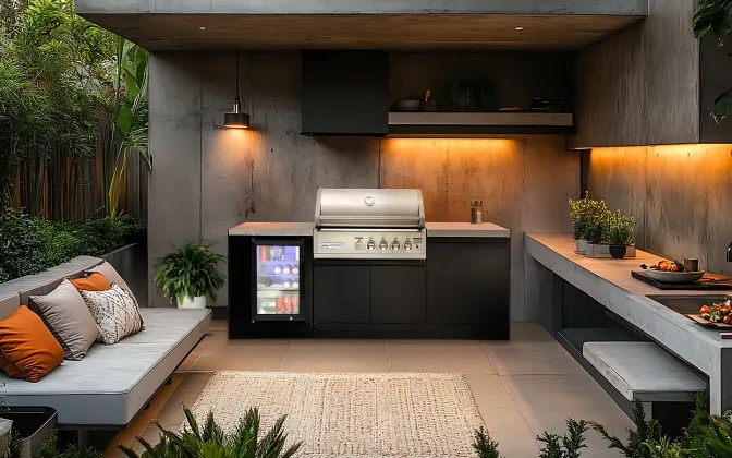 TC4K-MINI-4B-black-fridge-lifestyle-1 Compact Gas Kitchen BBQ