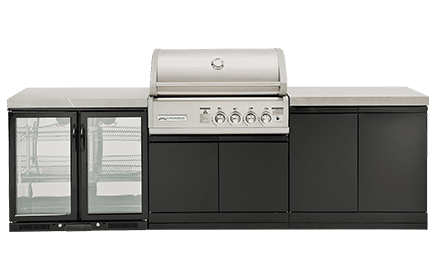 4B Outdoor TC4K-09 4B Gas BBQ Outdoor Kitchen with flat benchtops and double fridge