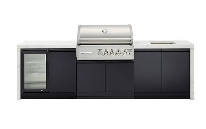 TC4KP-14-Gas-Premium-White-bench-black-fridge-3 PREMIUM 4B Outdoor Kitchen TC4KP-14