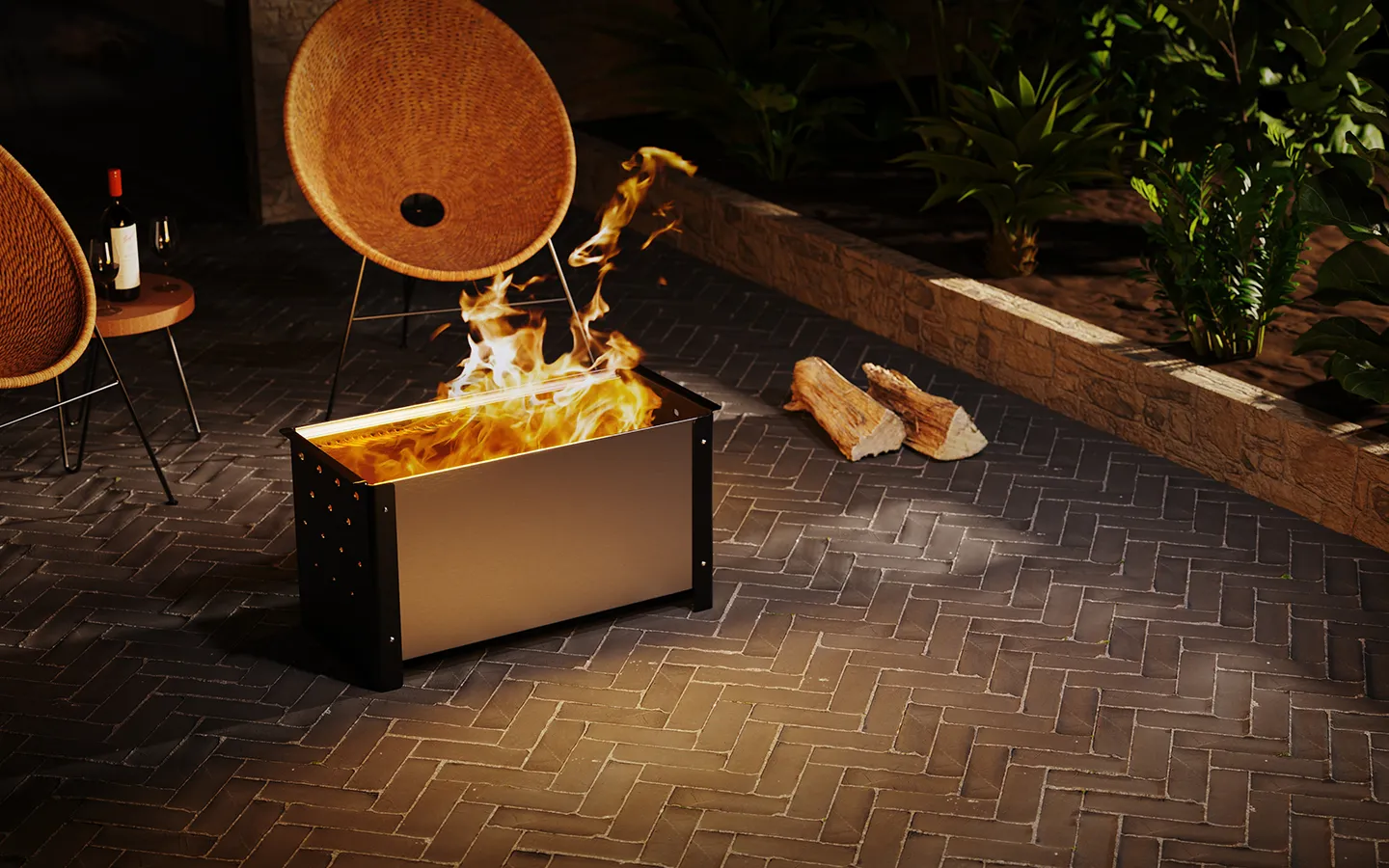 Mawson Linear Fire Pit lifestyle