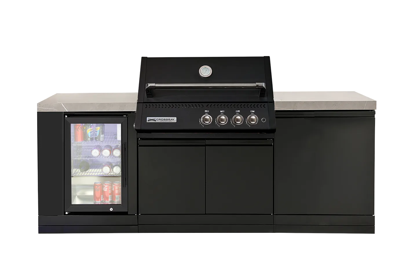 Xplor compact kitchen – GD4XKBLK-1 Xplor compact kitchen with Black BBQ and Single Fridge