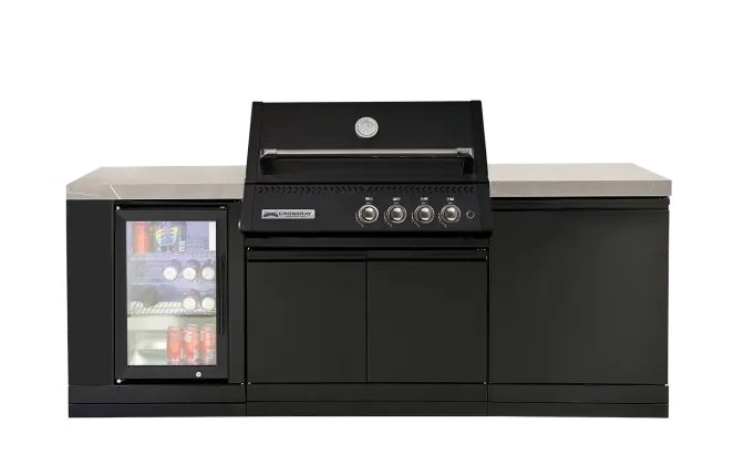 Xplor compact kitchen – GD4XKBLK-1 Xplor compact kitchen with Black BBQ and Single Fridge